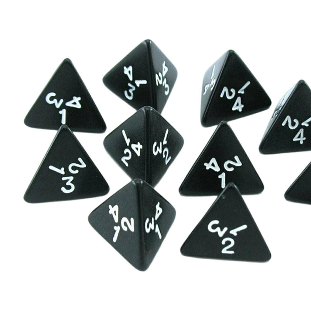 10 Pack D4 Dices 4 Sided Role Playing Game Dice for RPG Role Play Toys Black