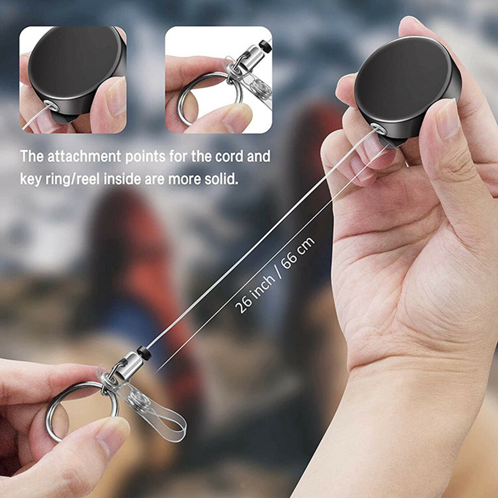 3pcs Retractable Key Pull Reel Chain Cord Key Badge Holder ID Card Keyring