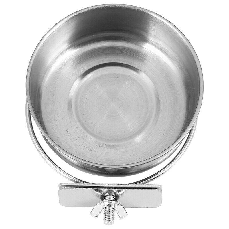 5Pcs Bird Feeding Dish Cups Parrot Stainless Steel Water Dish Perch Stand PlY8L5