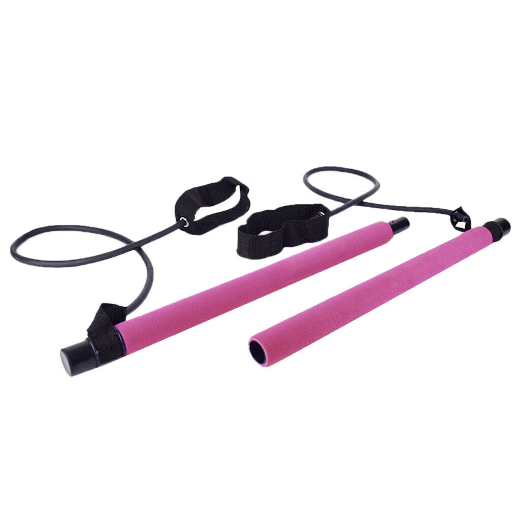 Pilates Yoga Bar Kit Home Fitness Resistance Band Thigh Toner Master Trainer