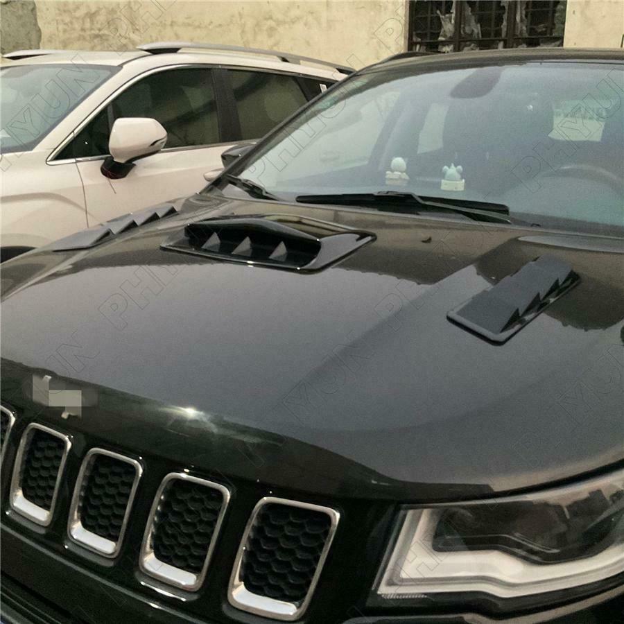 Universal Decorative Air Flow Intake Hood Scoop Vent Cover Carbon Fiber Look ABS
