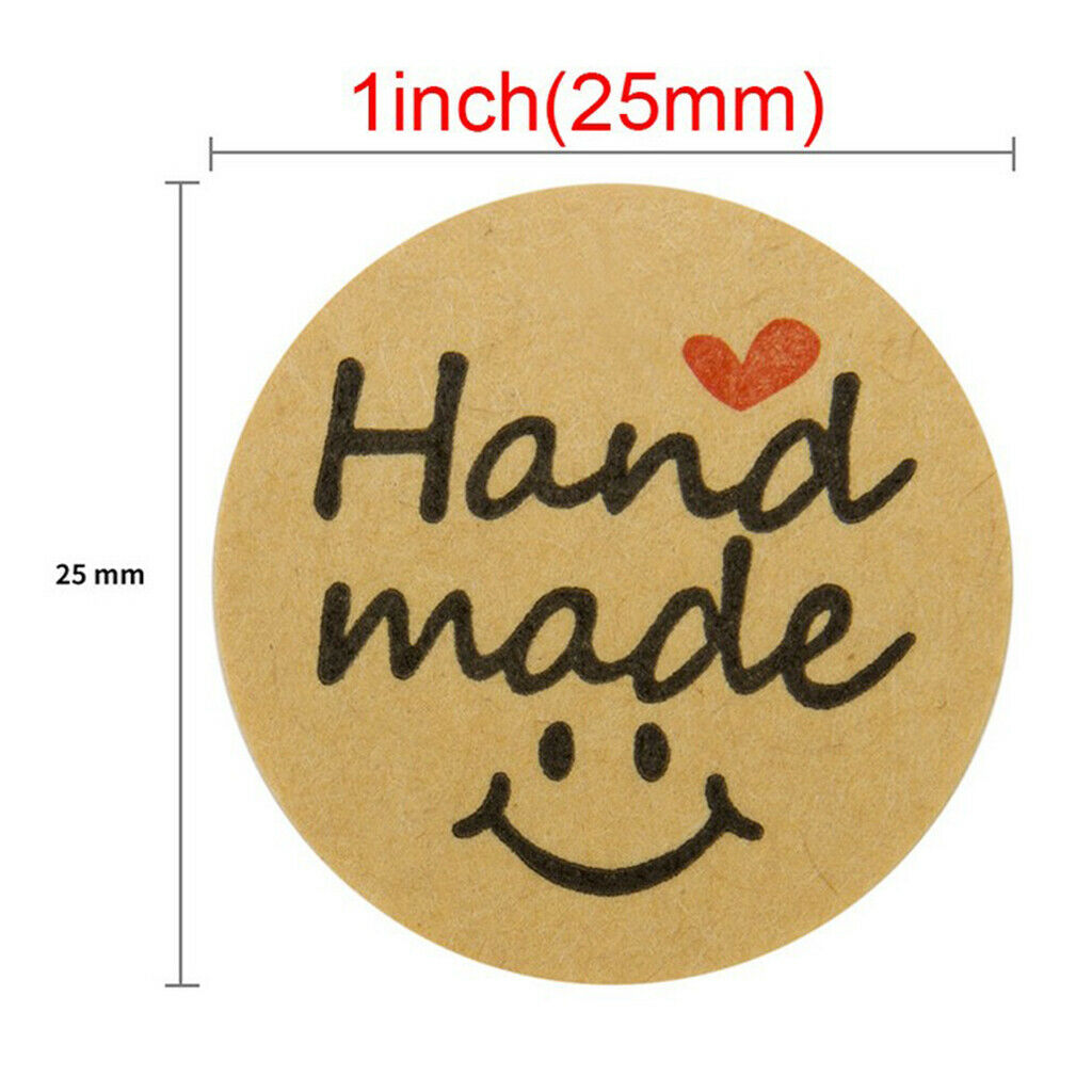500x Kraft Paper Stickers Handmade Sticky Labels Gift Seals Decals Decors
