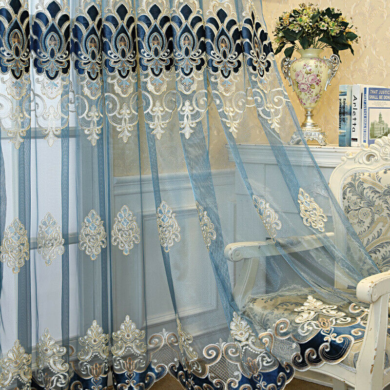 European Semi-finished Tulle Curtains Fabric Bedroom Window Sheer Drape Retro
