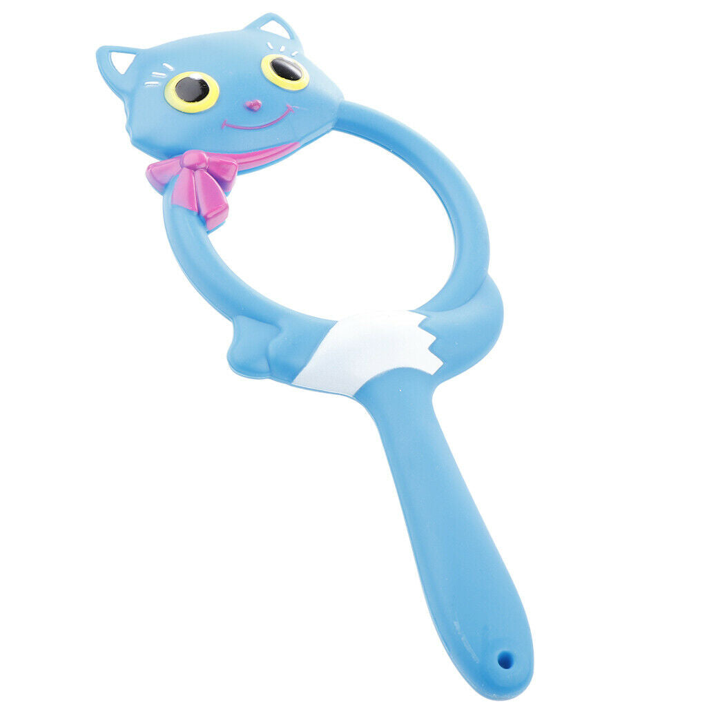 Handheld Kids Blue Cat Pattern Magnifying Glasses Portable Reading Magnifiers