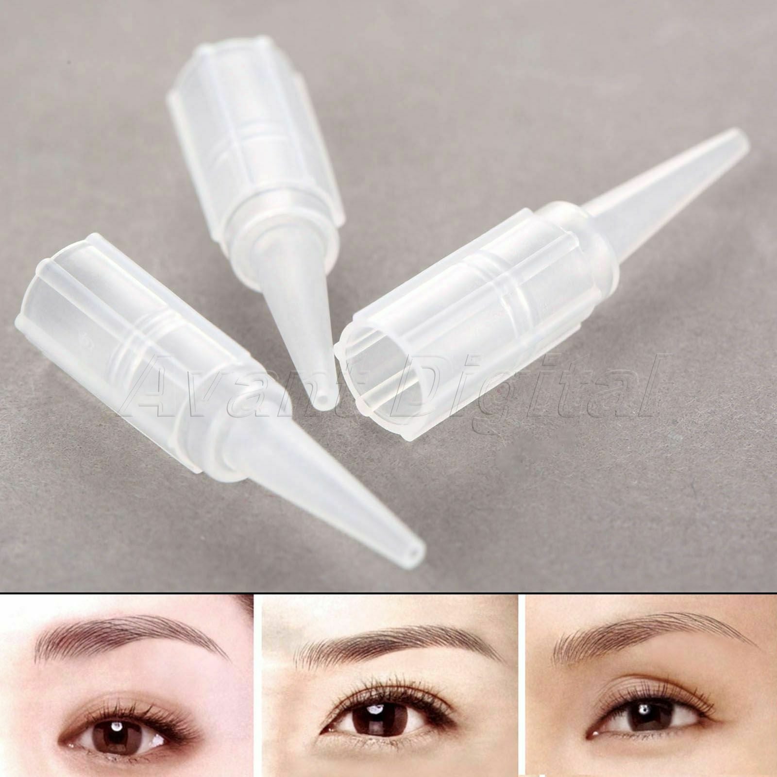 50x White Tattoo Needle Tips Round Mouth 1R Permanent Eyebrow Tattoo Makeup Tool
