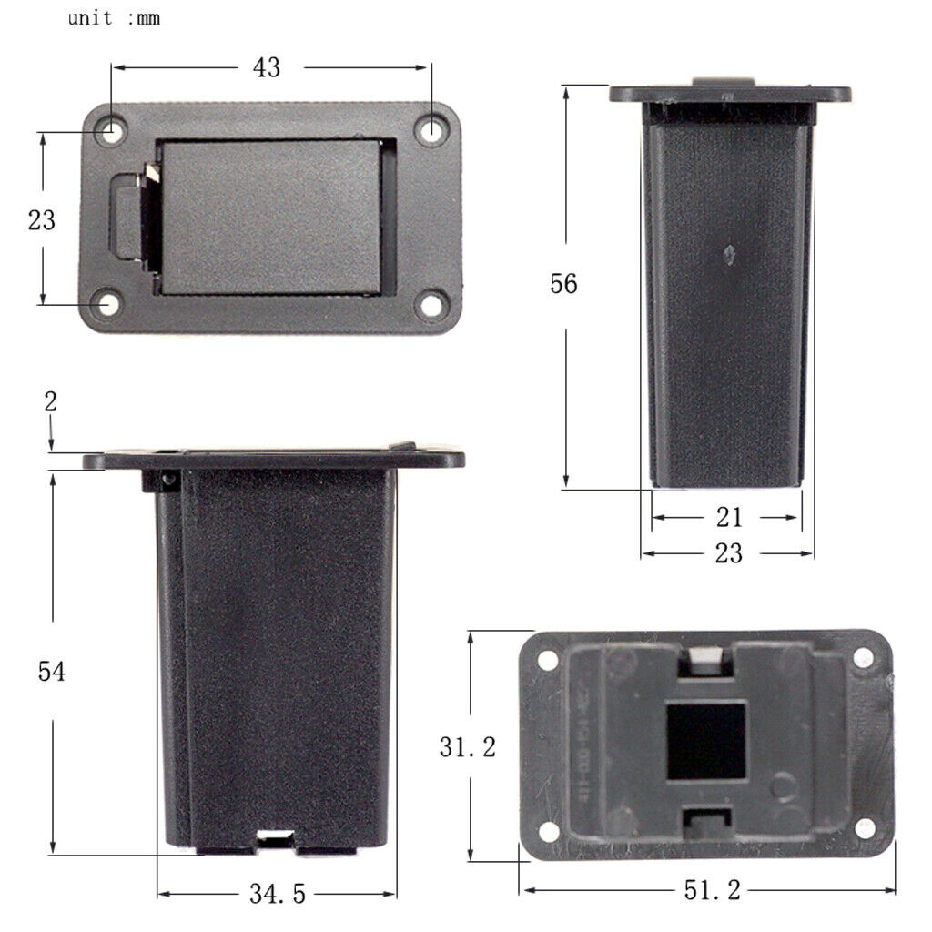 Guitar & Bass Active Pickups Battery Cover Box 9Volt 9V For Electric Guitar