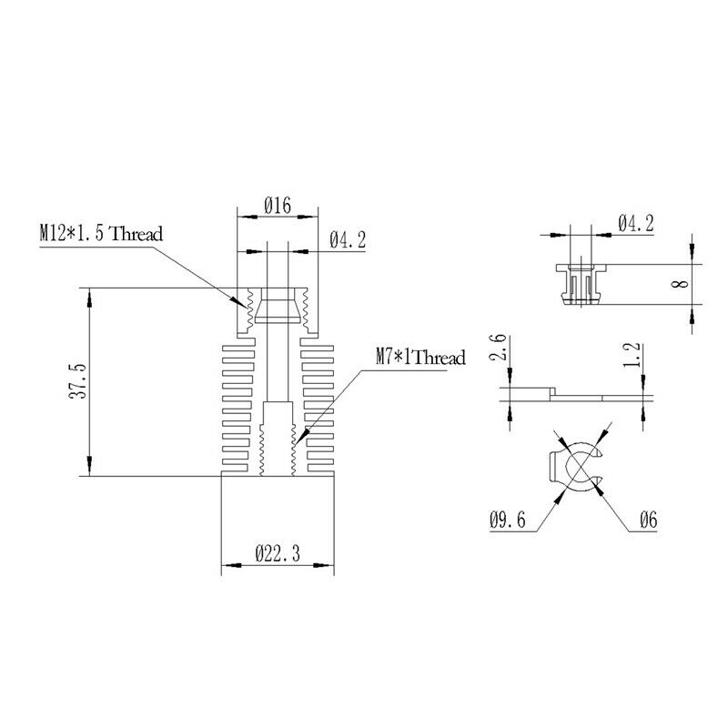 5 PCS for V6 HeatSink Extruder Radiator 1.75mm for V6 Extruder with Threaded RJ9
