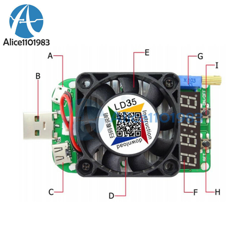 5A 35W LD35 Electronic Load Resistor USB Interface Test Discharge Battery Tester