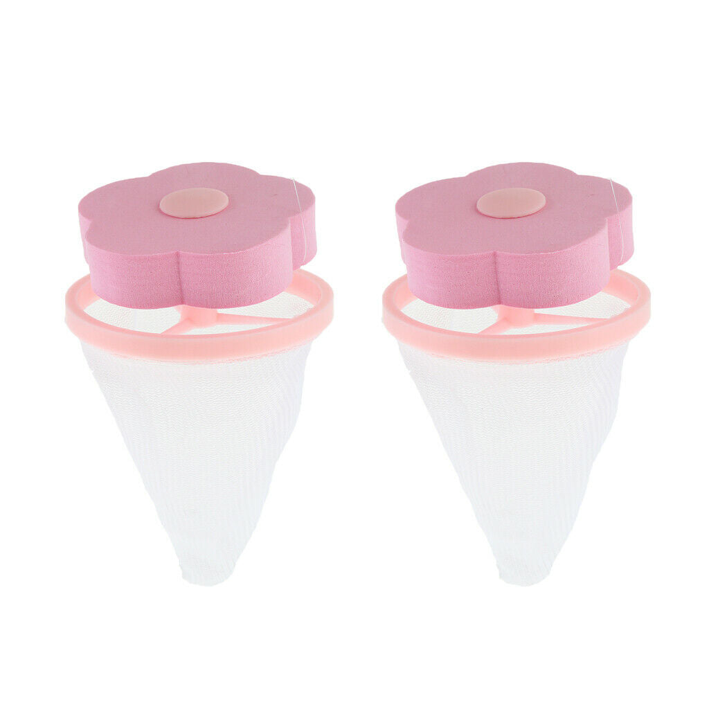 2Pcs Pink Washing Machine Float Filter Filtering Hair Removal Device Cleaning