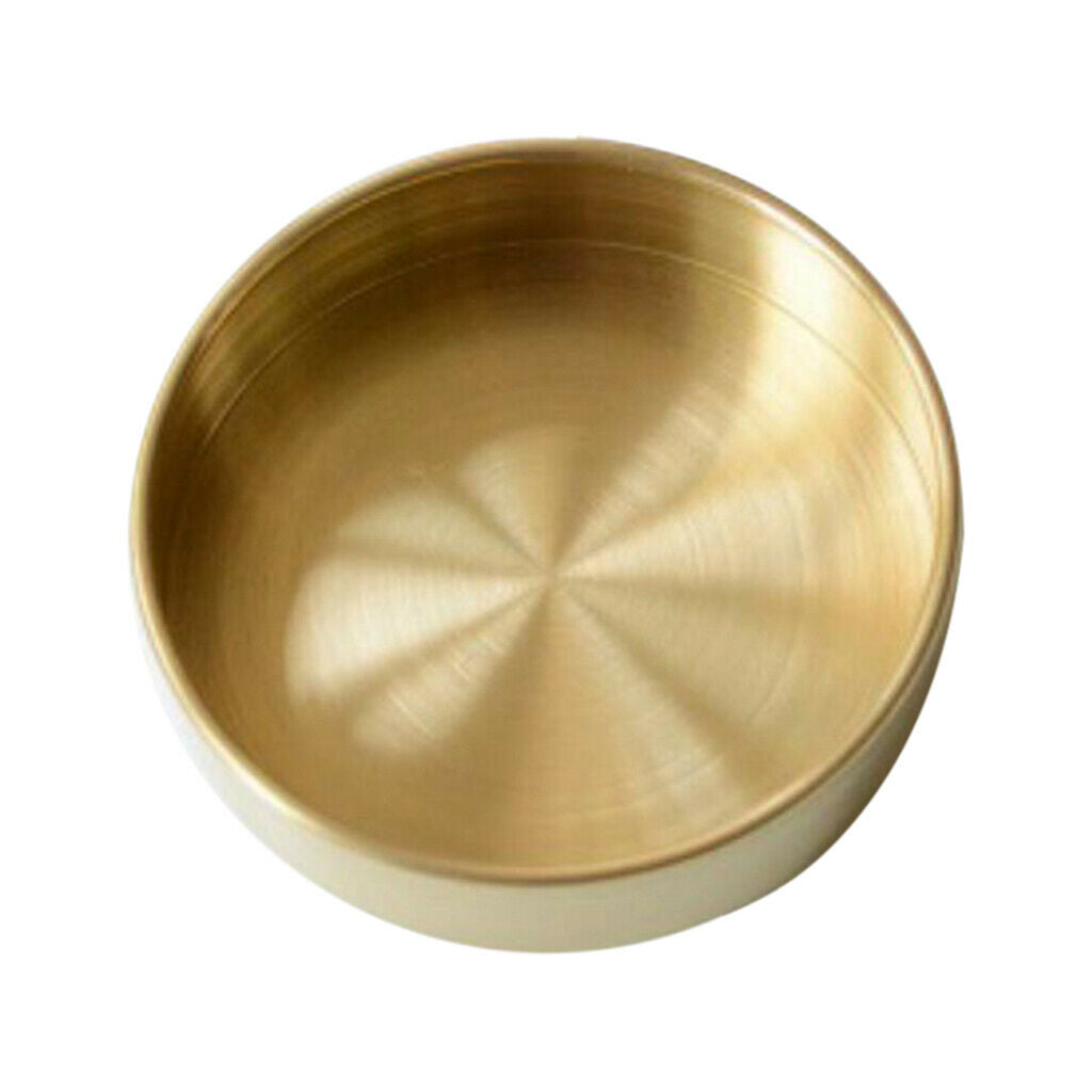 2 Pieces Retro Round Brass Tray Tableware Home Office Desk Storage 14cm