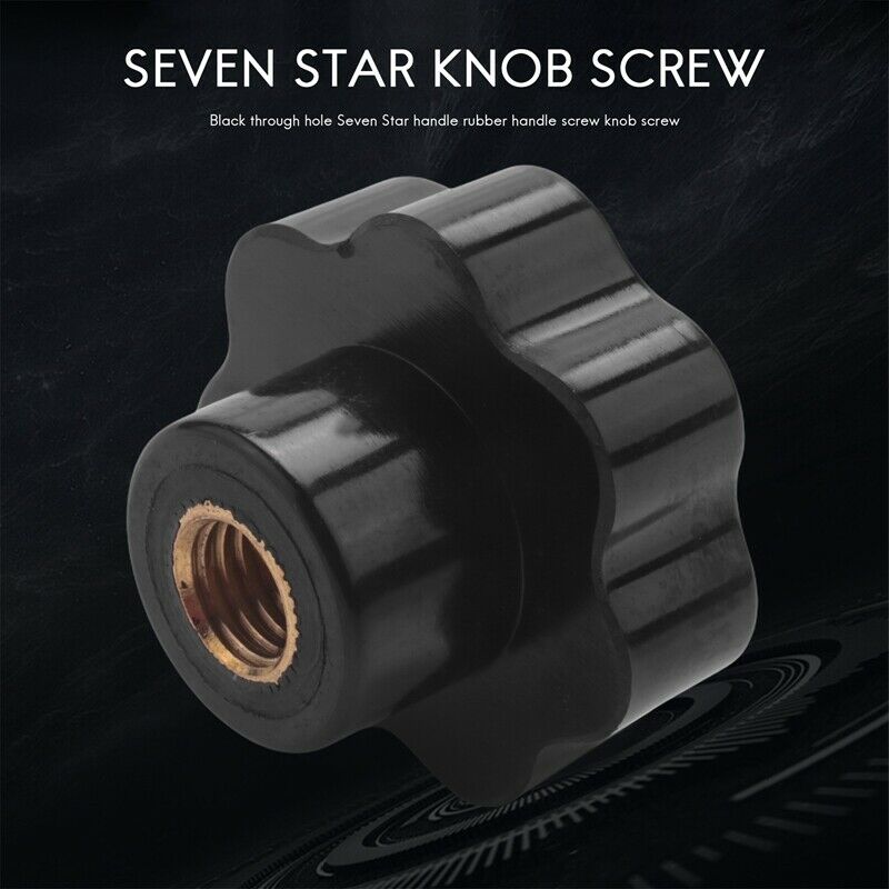 M10 10mm Dia Thread Black Plastic Star Head Clamping Knob Grip S6N6N6