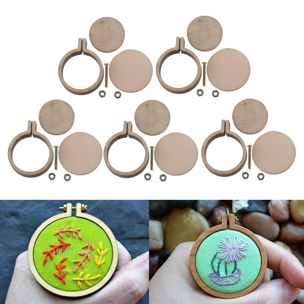 5x Small Wooden Cross Stitch Hoop Handy Embroidery Hoop Pendant Making