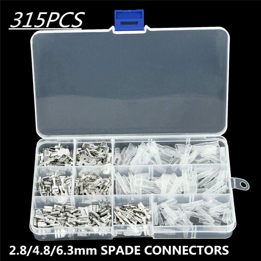 315PCS 2.8mm/4.8mm/6.3mm Female Male Spade Connectors Wire Crimp Splice Terminal