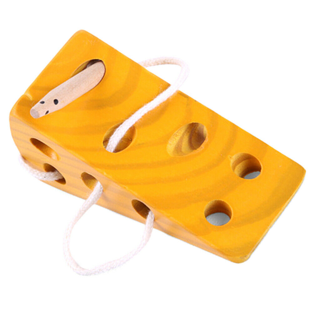 Wooden Montessori Educational Toys Cheese Lacing Game Baby Toddlers Learning