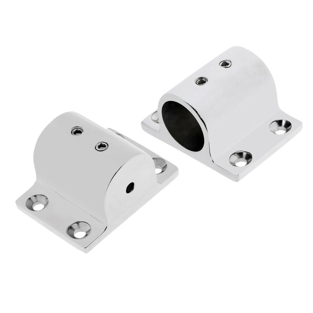 Marine Stainless Steel Boat Hand Rail Fitting 90° 1" Round Stanchion Base × 2