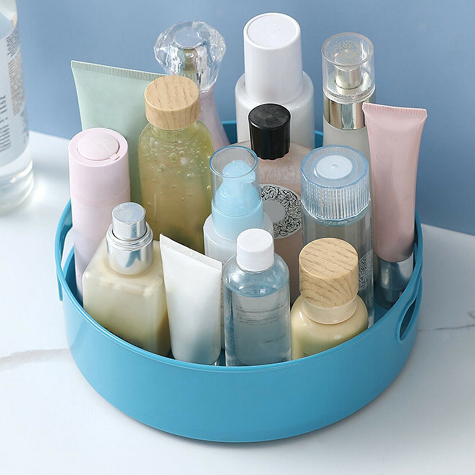 Rotating Condiment Jar Storage Tray Table Top Bathroom Cosmetic Holder Rack