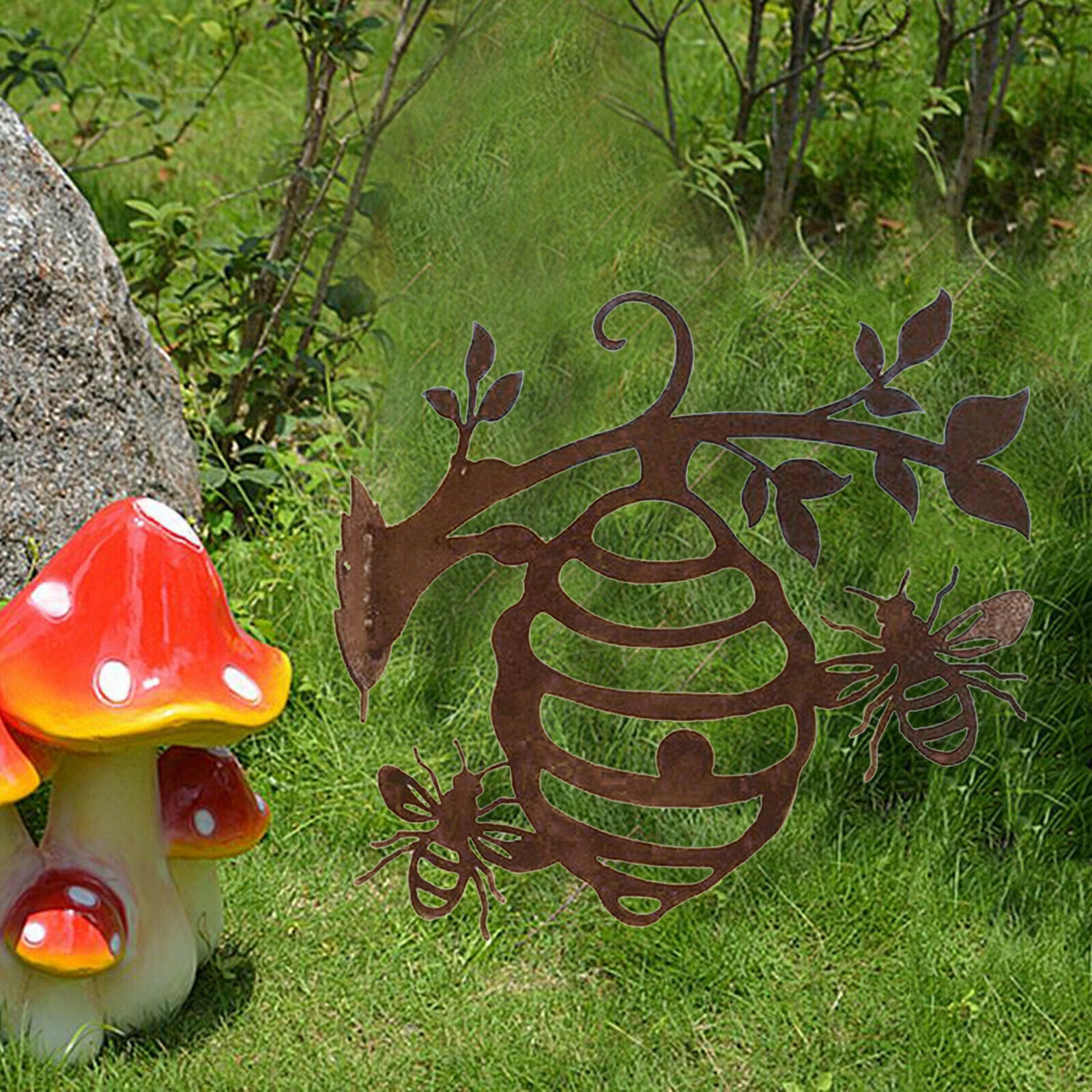 Novelty Honeycomb Garden Silhouette Fence Yard Outdoor Wall Bee Sculpture
