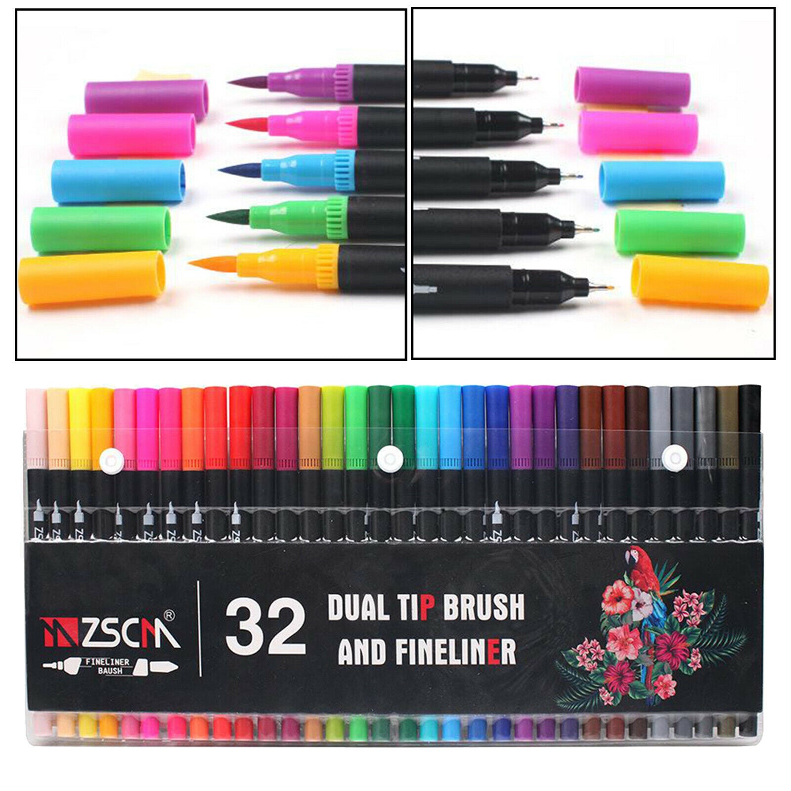 32Pc Double Tip Fineliner Brush Markers Pen for Kids Adults Drawing