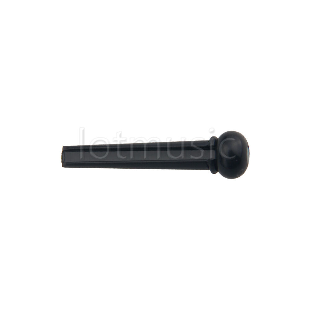 6pcs Black Acoustic Guitar Bridge Pin W/Abalone Dot Inaly Plastics Slotted