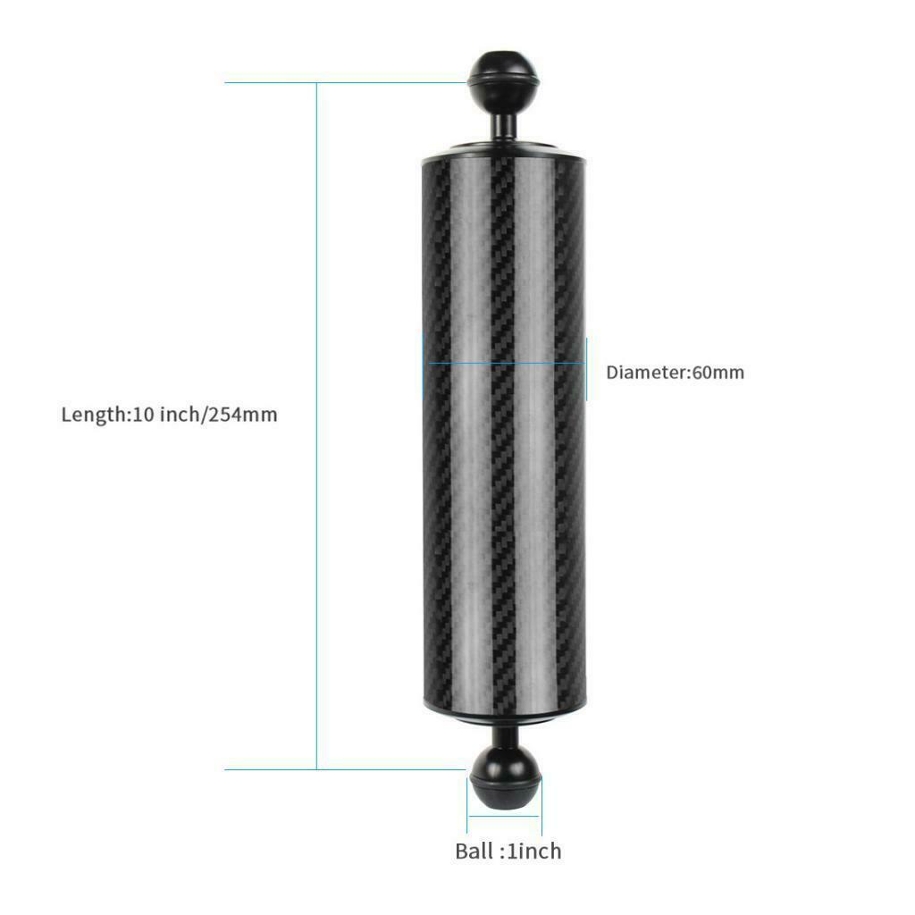 Black D60mm Carbon Fiber Dual-Ball Float Buoyancy Arm Camera Cam Tray 10inch