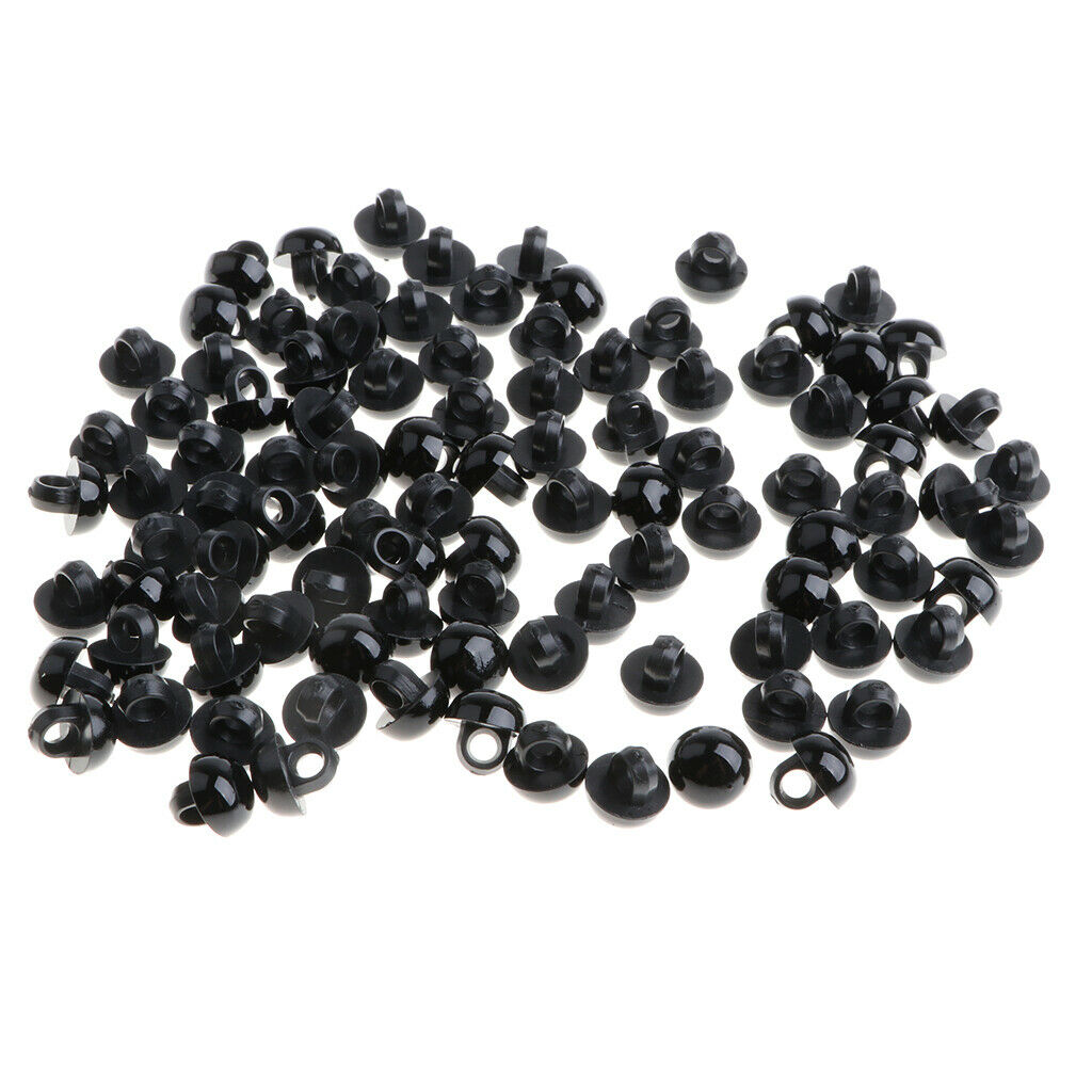 100pcs 9mm Solid Black Mushroom Domed Sewing Button Animal Eyes Nose
