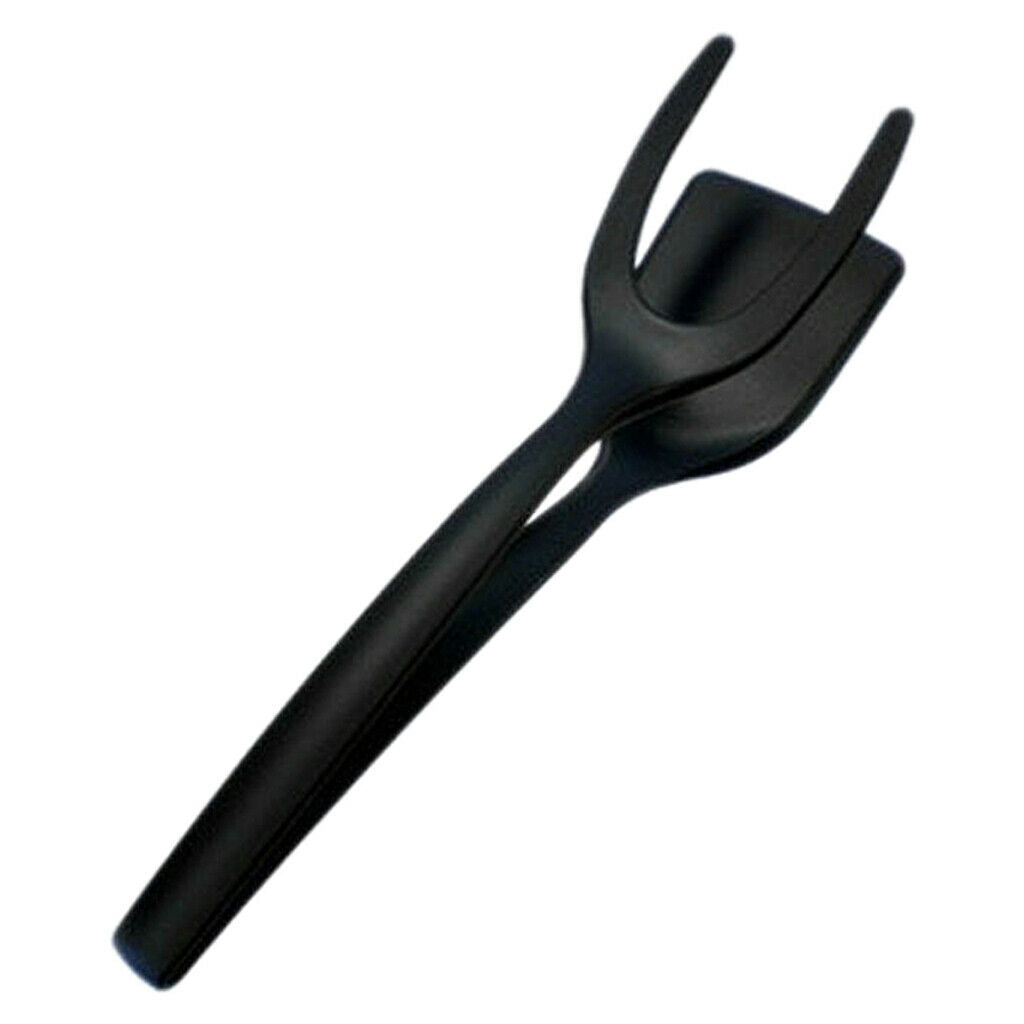 2 in 1 Egg Tongs Heat Resistant Fried Egg Tuner Tool for Beef Steak Black