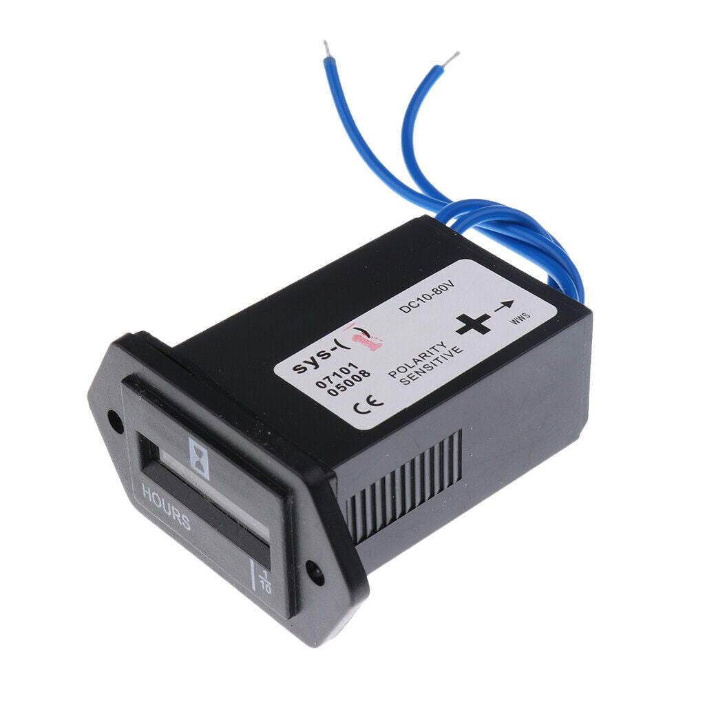 10-80V DC / AC Quartz Hour Meter Gauge with Wire for Car Boat Truck Engine
