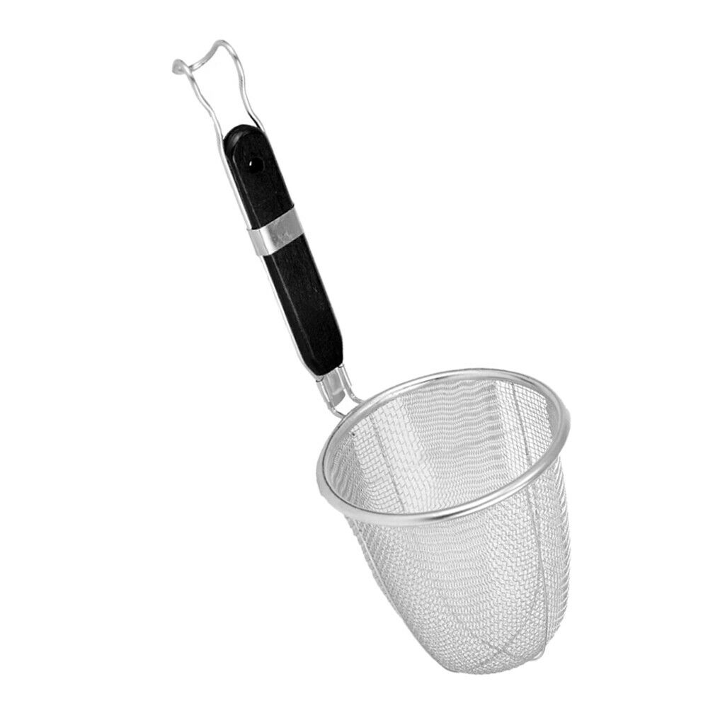 Stainless steel pasta strainer filter spoon wire skimmer spiral 13.5 cm