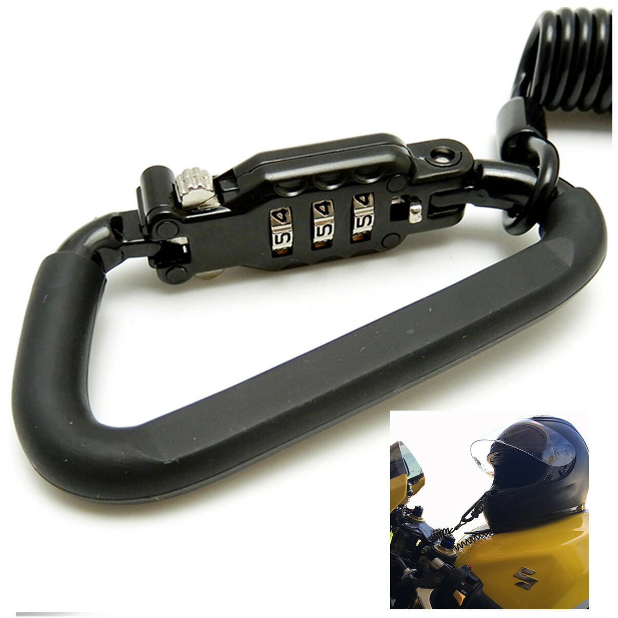 Universal Motorcycle Helmet Lock Helmet Combination Lock with T-Bar Rubber