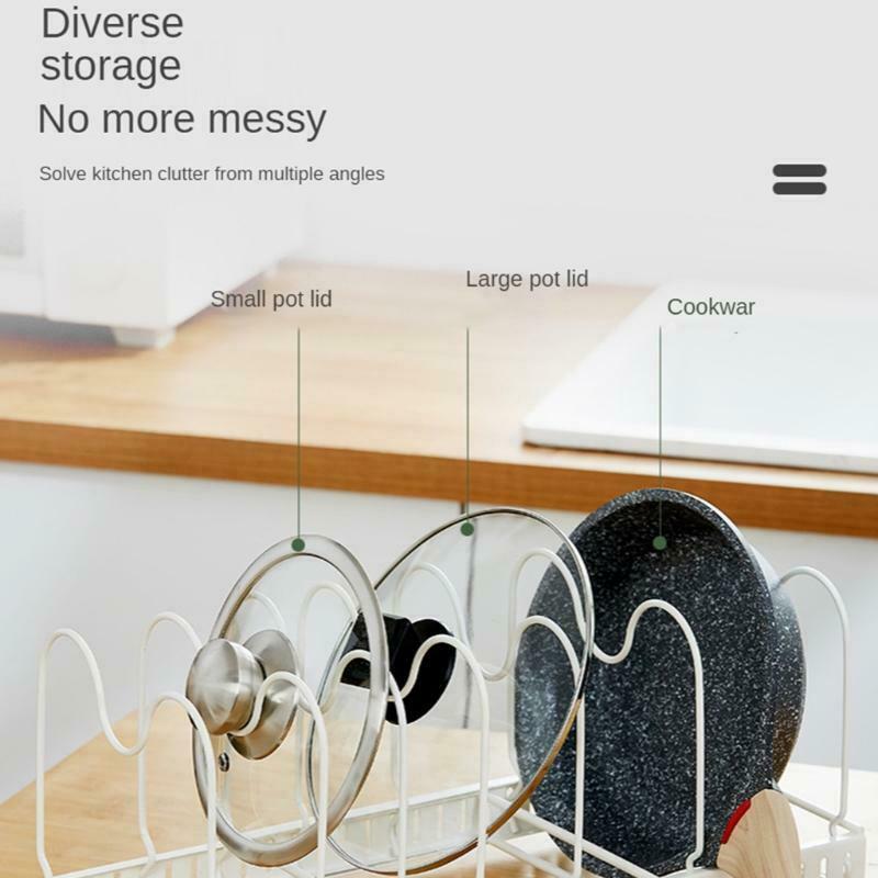 Expandable Pot Lid Rack Adjustable Kitchen Cabinet Organizer for Cutting Boards