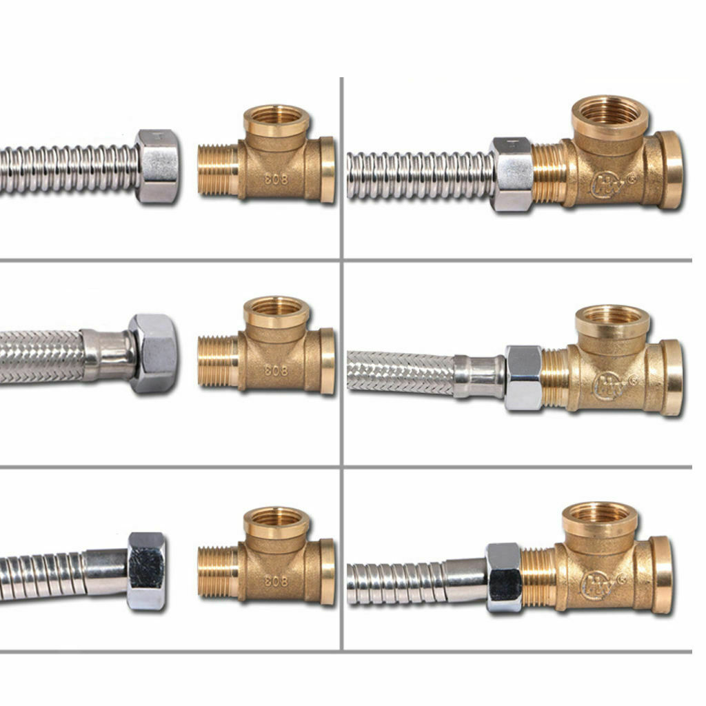 2 Pcs 1/2" Female Male Pipe Tube Tee T-Fitting Connector Forged Brass Copper