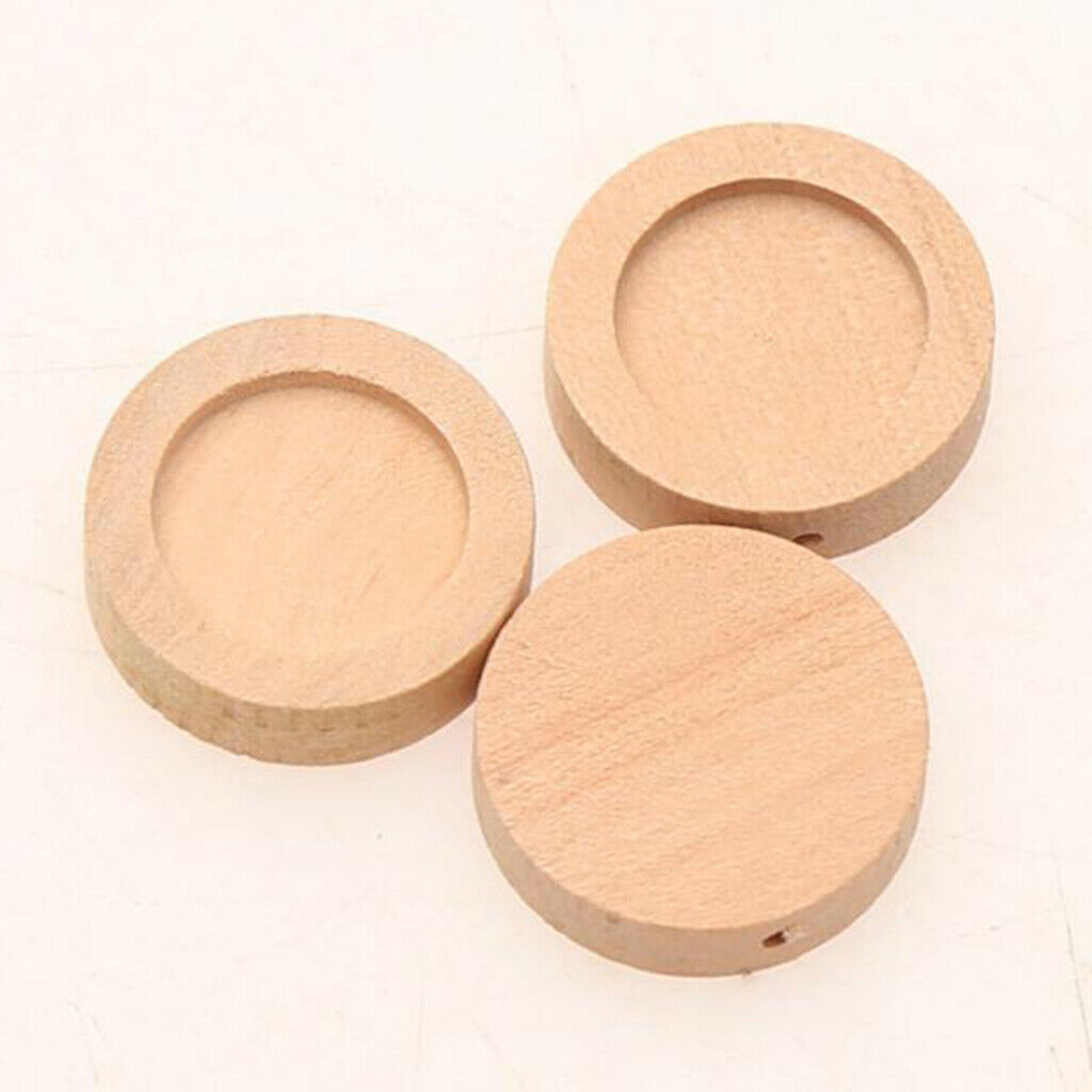 50x Blank Wooden Cabochon Base Cameo Tray Charm Pendants Setting 25mm