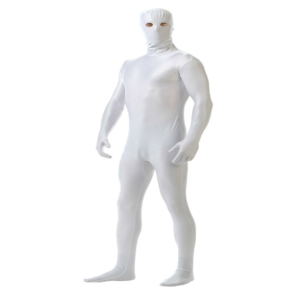 Full Body Spandex Skin Suit Zentai Constume Unitard Leotard L white