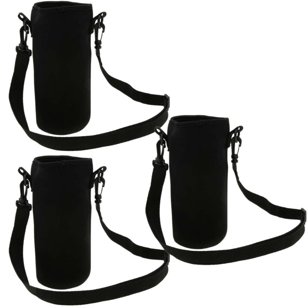 3x Water Bottle Carrier Insulated Cover Bag Pouch Holder with Shoulder Strap 1L