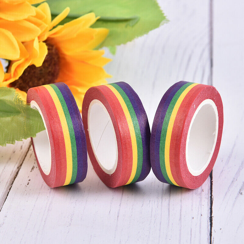 10m/Roll Rainbow Color Sticky Tape Photo Album Scrapbooking Decor Adhesi.l8