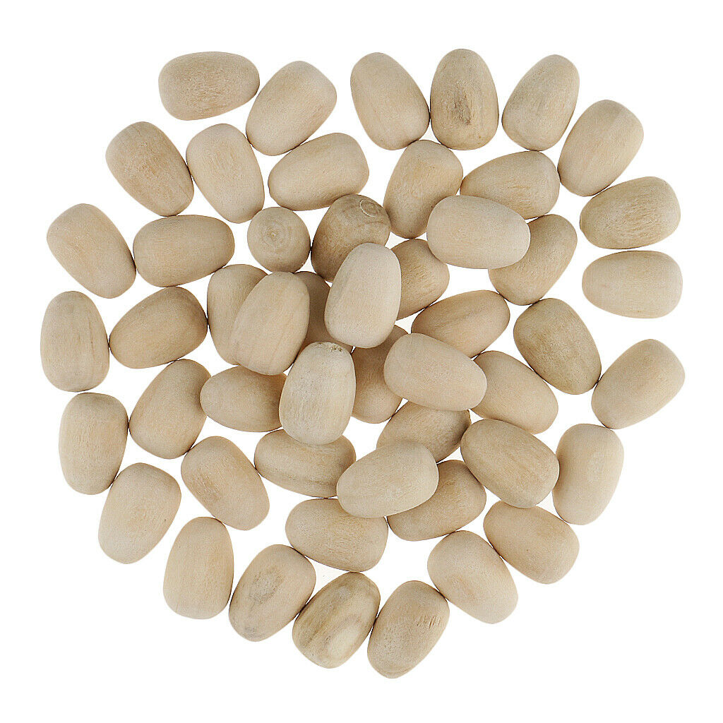 50 Pieces of Unpainted Wooden Eggs 16x12mm - for Easter, Crafts, And