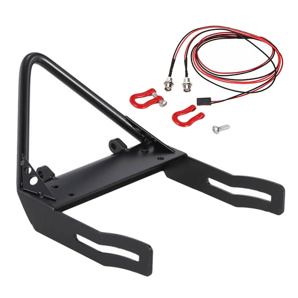 1:10 Front Bumper Bull Bar with 2 LED HeadLights for 1/10 Axial SCX10 RC Car