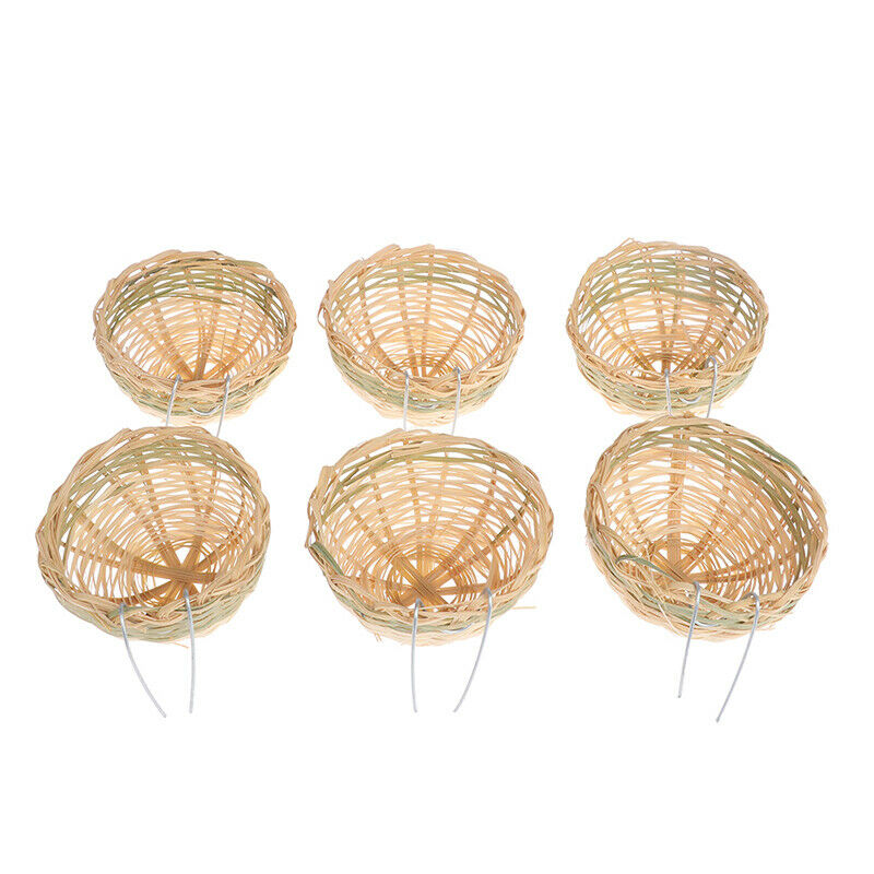 6pcs Handmade Bamboo Bird Breeding Nest Bed for Parakeet Canary Finch Swal L TL