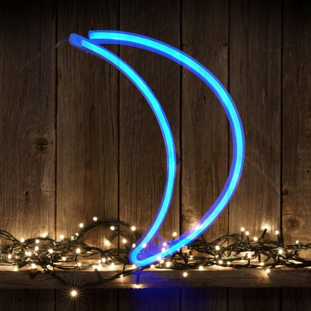 Blue Moon Shape Neon Night Club Light Sign Bedroom Home Decoration Gifts