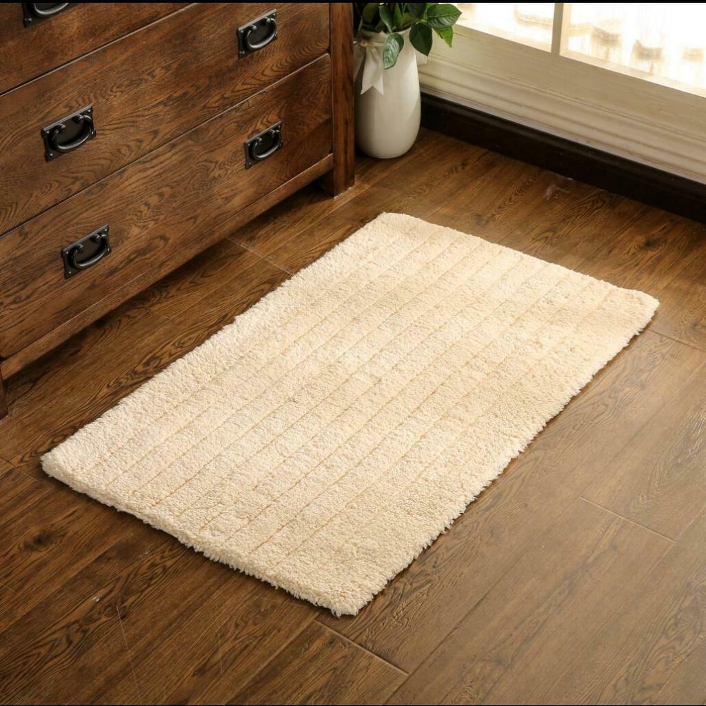 Rug Anti-Skid Shaggy Area Rug Home Bedroom Carpet Floor Mat All Cotton Buff