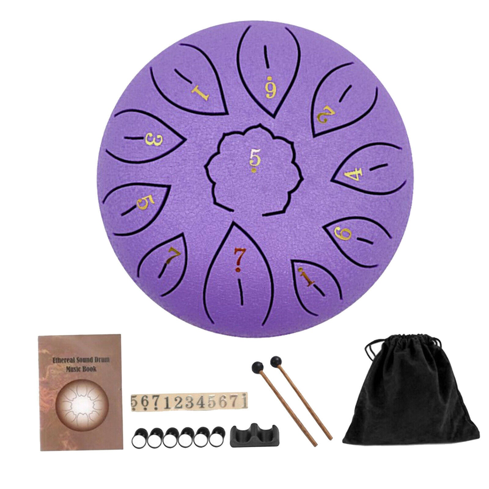 Mini 11 Tone 6" Steel Tongue Drum and Travel Bag Gift for Boys Girls purple