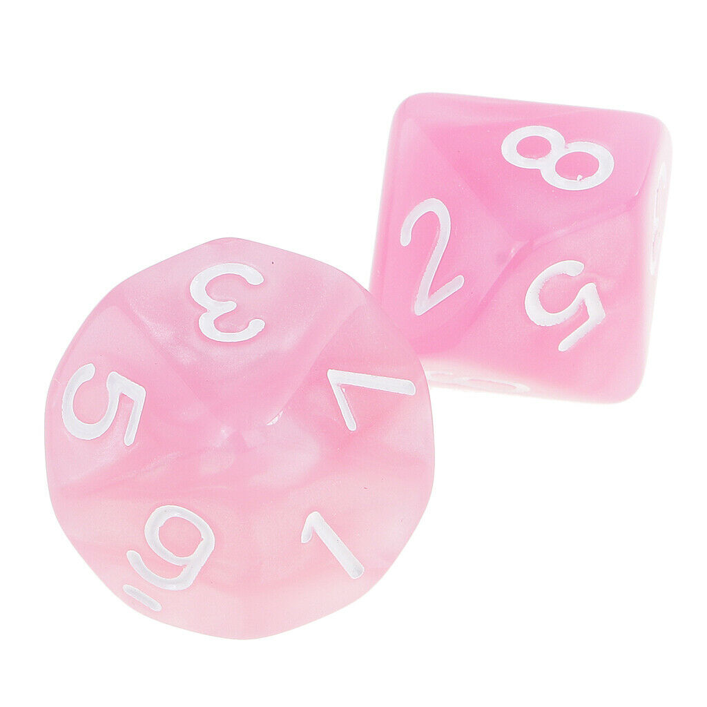 10pcs 10 Sided Dice D10 Polyhedral Dice for  Table Games - Pink, 16mm