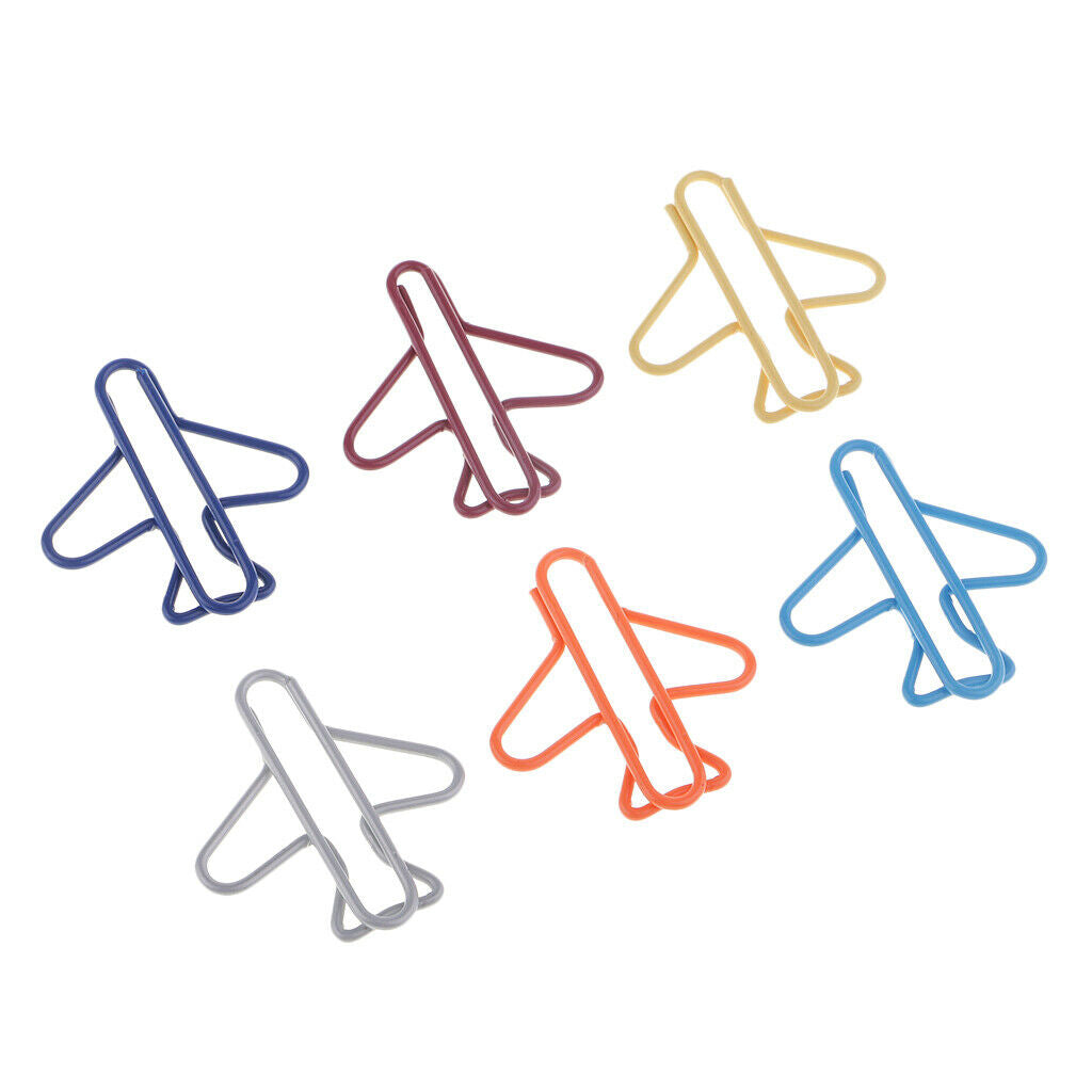 30Pcs Assorted Airplane Metal Paper Clips Bookmarks Office Stationery Crafts