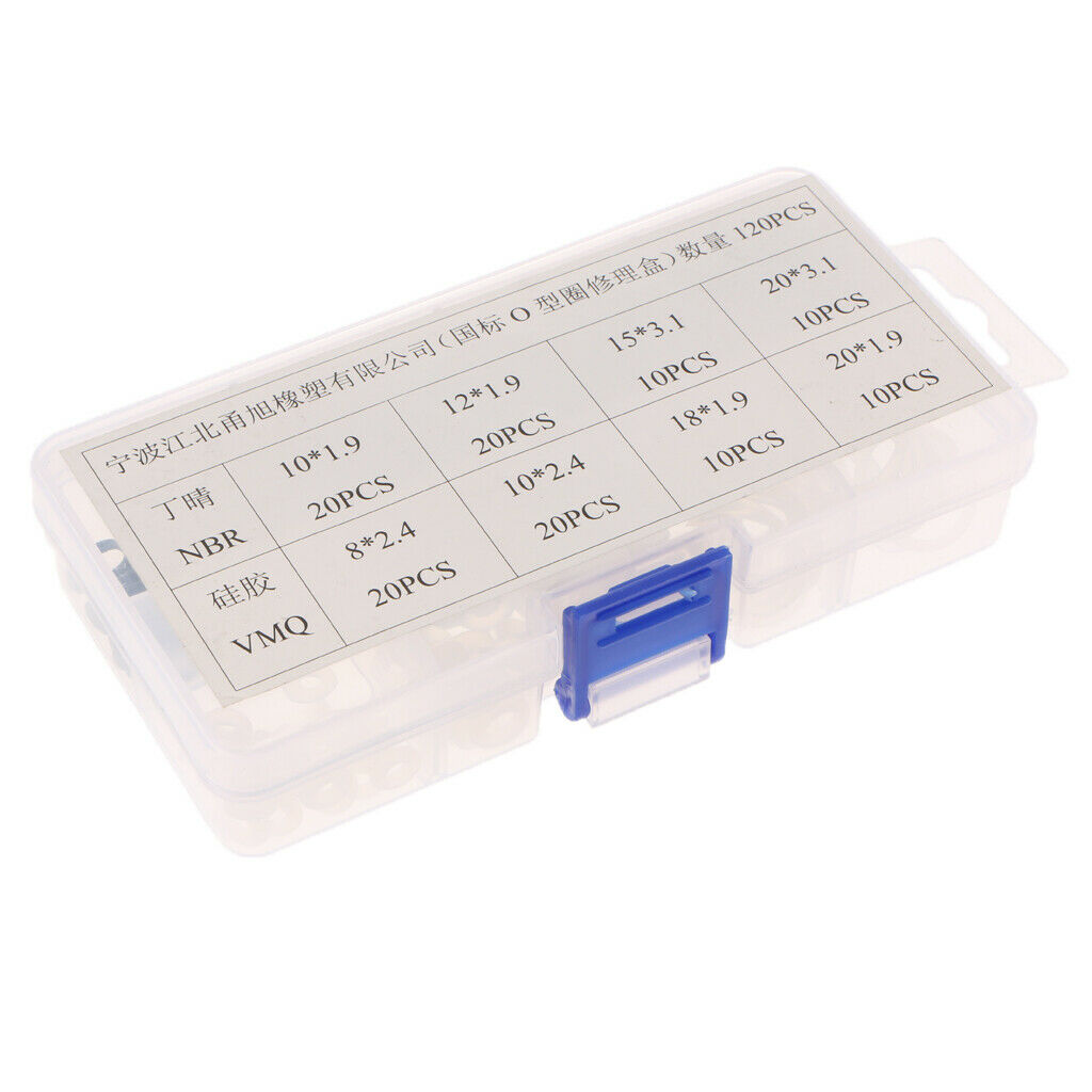 120 Pieces Car Air Conditioning A/C System 8 Sizes O-Ring Assortment Kits
