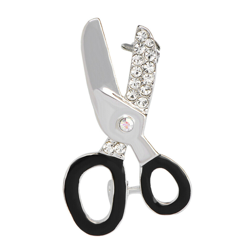 Small Scissor Crystal Rhinestone Brooch Wedding Bridal Jewelry Accessory Novelty