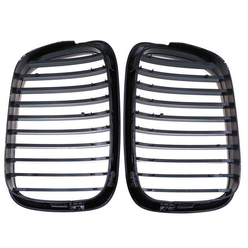 Pair Fit For BMW 5-Series E39 Sedan 1995-2003 Black Front Bumper Kidney Grilles