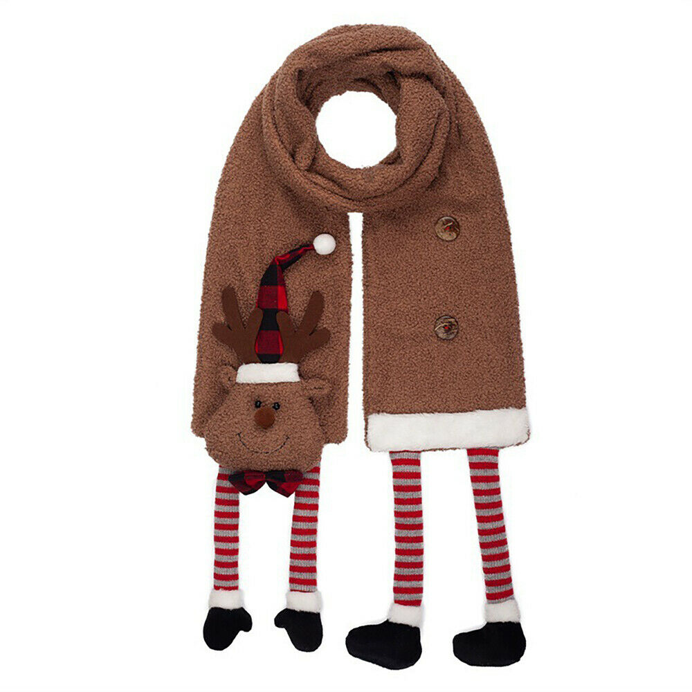 Unisex Christmas Santa Soft Teddy Flannel Feel Scarf Red Long Scarves Shawls