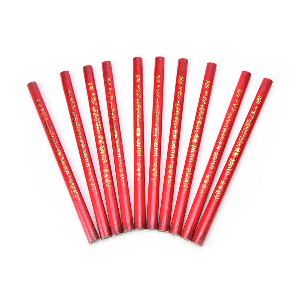 10x 175mm Carpenters Pencils Black Lead For DIY Builders Joiners Woodworking DD