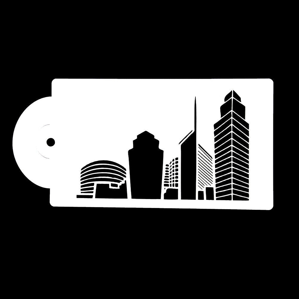 5PCS Buildings Cake Stencils Cookies Mousse Mold Coffee Template Bakingcraft Tt