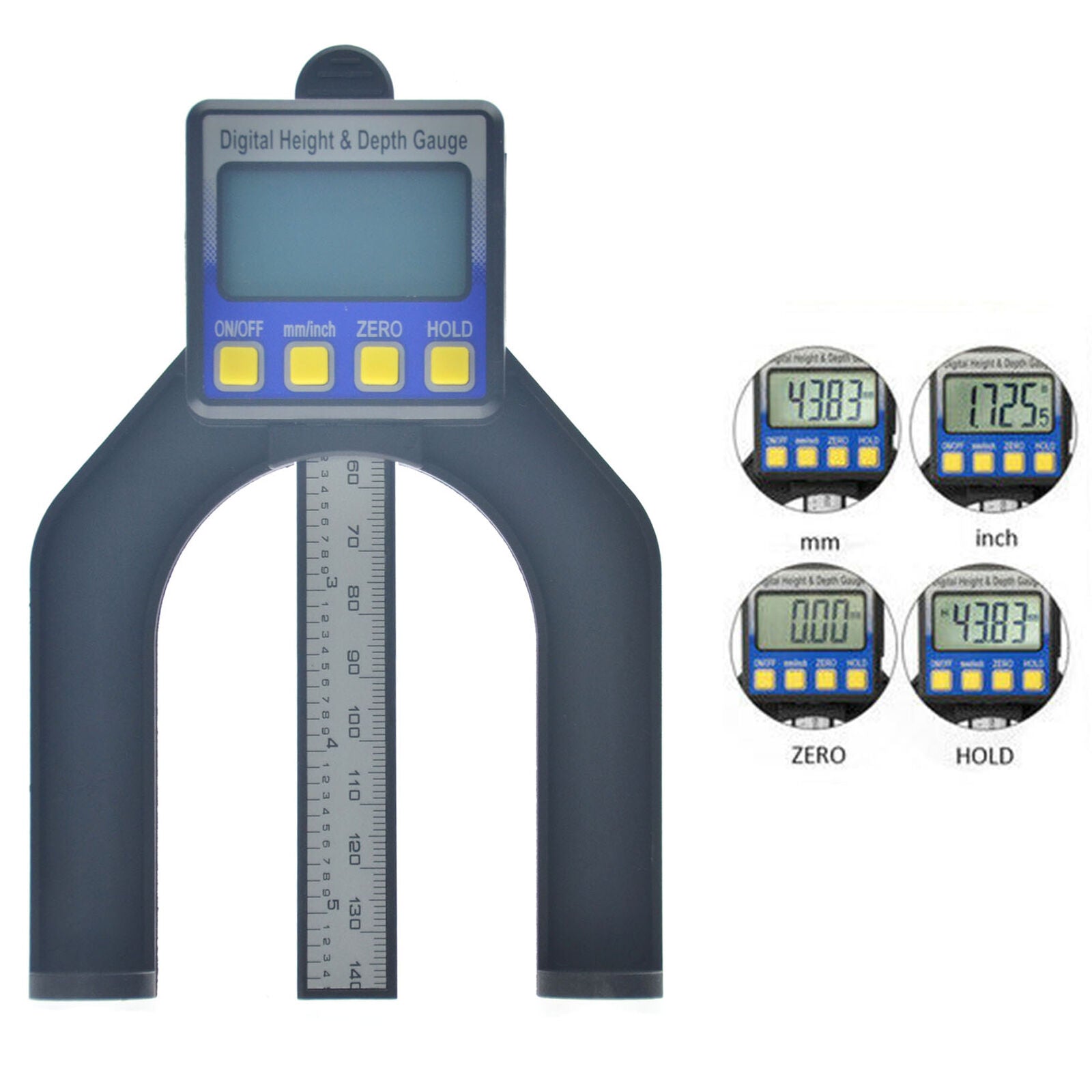 0-80Mm Lcd Digital Height Depth Counting Depth Gauge Woodworking Depth Gauge W